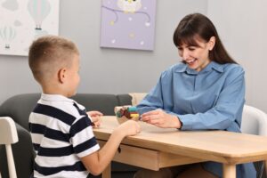 Providing autism therapy to child